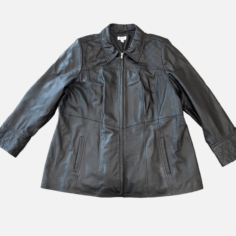 Denim & Co black GENIUNE LEATHER jacket! 2X
